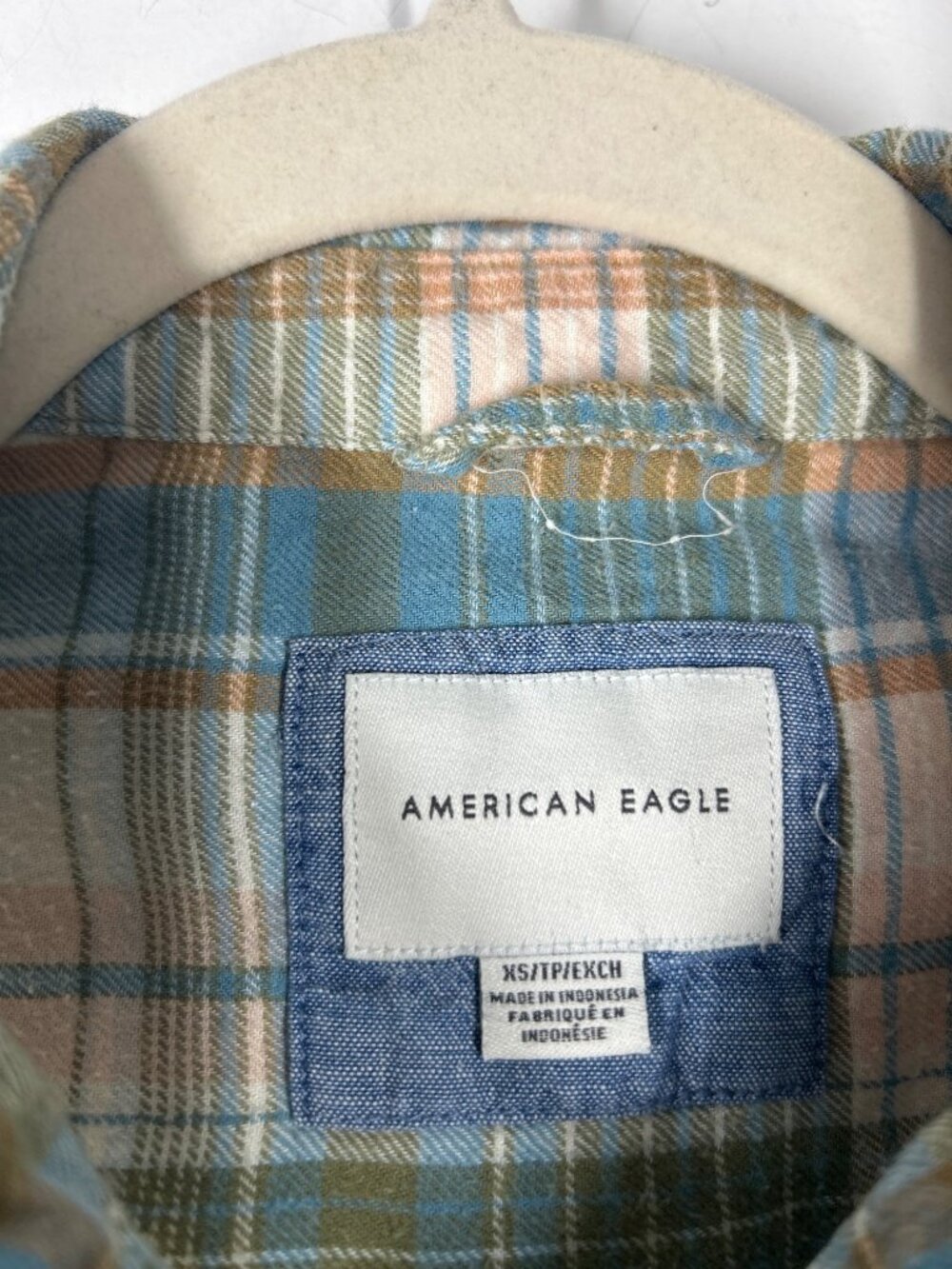 American Eagle Plaid Flannel Shirt Sz XS Pearl Snap Grunge Longsleeve Streetwear - Picture 6 of 14